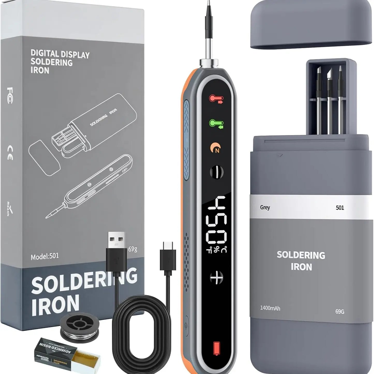 Cordless Soldering Iron Kit with Digital Display, 8-Second Fast Heating Portable Soldering Pen for Electronics DIY Repair