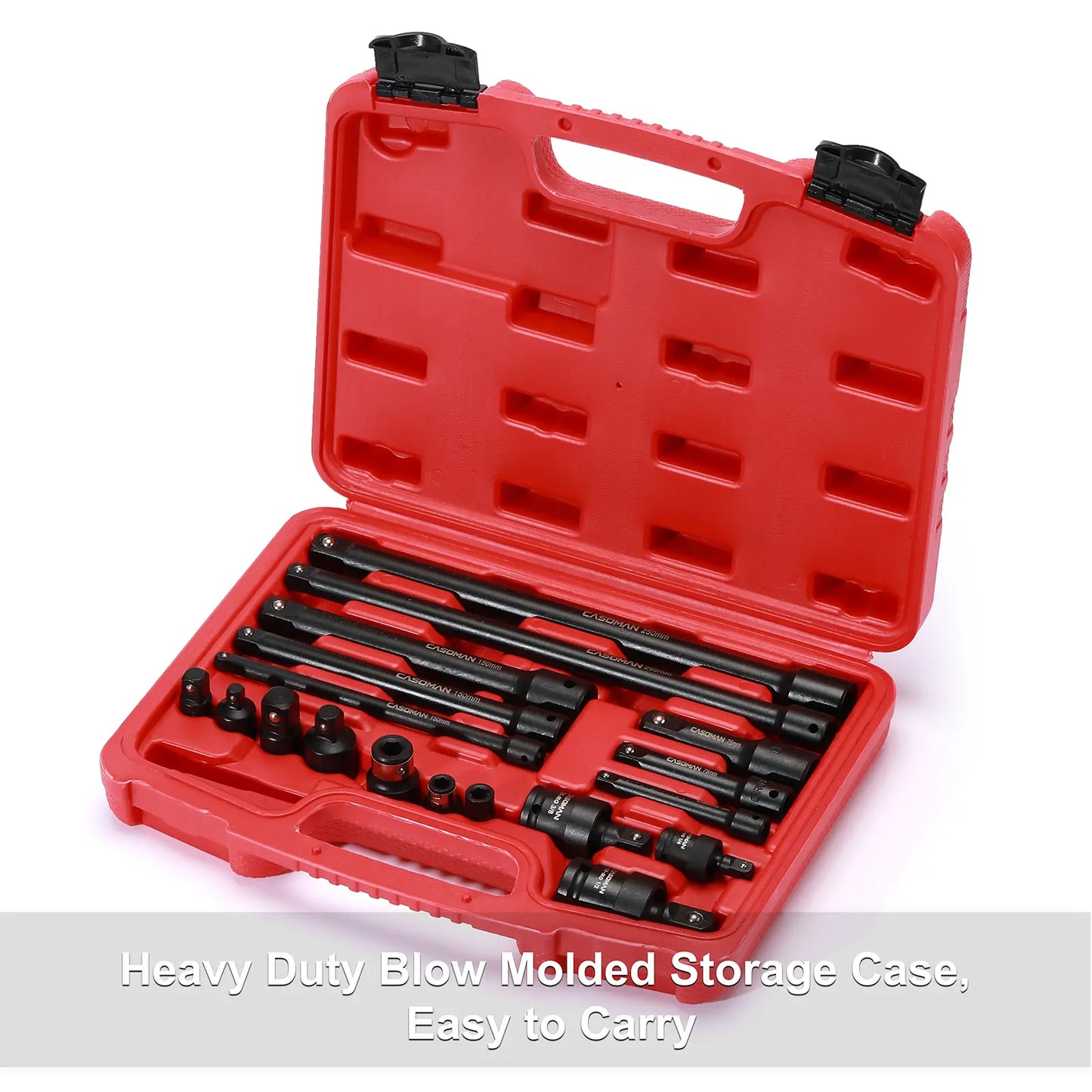 CASOMAN 18-Piece Drive Tool Accessory Set, Premium CR-V Steel with Black Phosphate Finish, Includes Socket Adapters, Extensions and Universal Joints and Impact Coupler, Professional Socket Accessories,#Summervibes