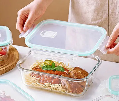 2-Pack 50 Oz Kitchen Glass Food Storage Containers, Airtight Leak-Proof Locking Lid Bento Boxes, Reusable Snack Containers, Stackable Oil-Resistant Smooth Meal Prep Units for Microwave, Oven, Freezer, Dishwasher, Bpa-Free,Summervibes