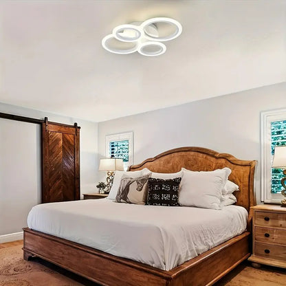 Modern LED Ceiling Light, 4-Light Ring Acrylic Recessed Ceiling Lamp, Living Room Bedroom Kitchen Dining Office Use, Interior Lights, Lighting Fixture, 3000K-6500K