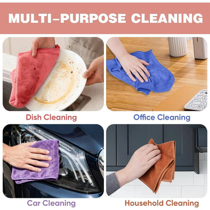 Microfiber Cleaning Cloths, 10 Pack Assorted Cleaning Rags, Highly Absorbent Microfiber Towels for Car, Kitchen, Bathroom and Household Cleaning, 11.8"X11.8"