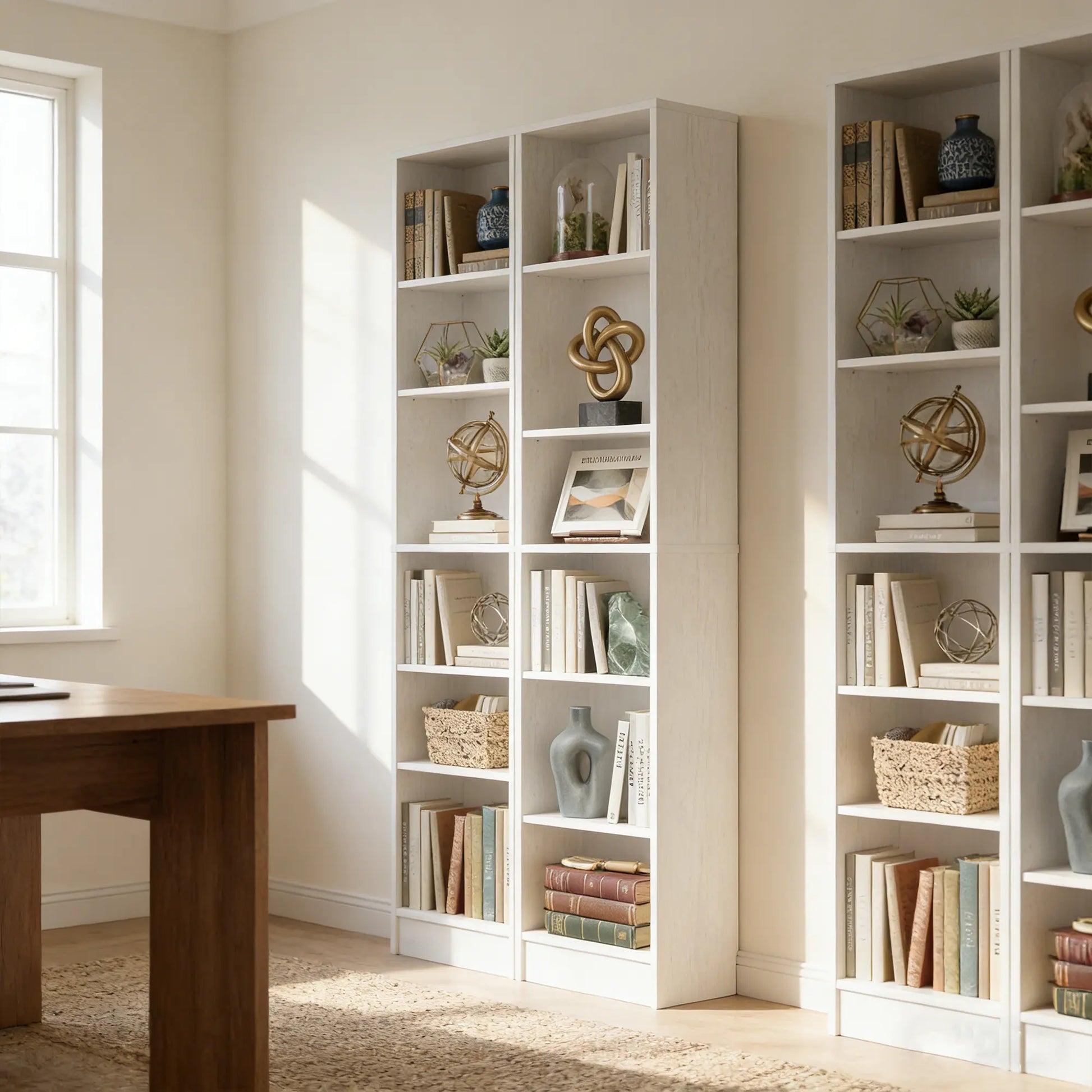 #Summervibes 6-Tier Narrow Display Bookcase with 2 Adjustable Shelves，80"H Tall Modern Storage Cabinet Etagere Bookshelf for Collectibles, Living Room, Office
