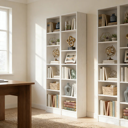 #Summervibes 6-Tier Narrow Display Bookcase with 2 Adjustable Shelves，80"H Tall Modern Storage Cabinet Etagere Bookshelf for Collectibles, Living Room, Office