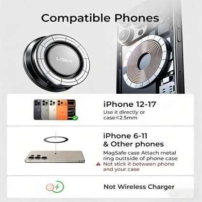 LISEN Car Phone Holder for Magsafe [All Metal &Nano Gel Super Strong Suction] 360 Adjustable Vacuum Magnetic Phone Holder for Car, Suction Cup Phone Mount for Iphone 17 Pro Max 16 15 14 13 12 #Summervibes