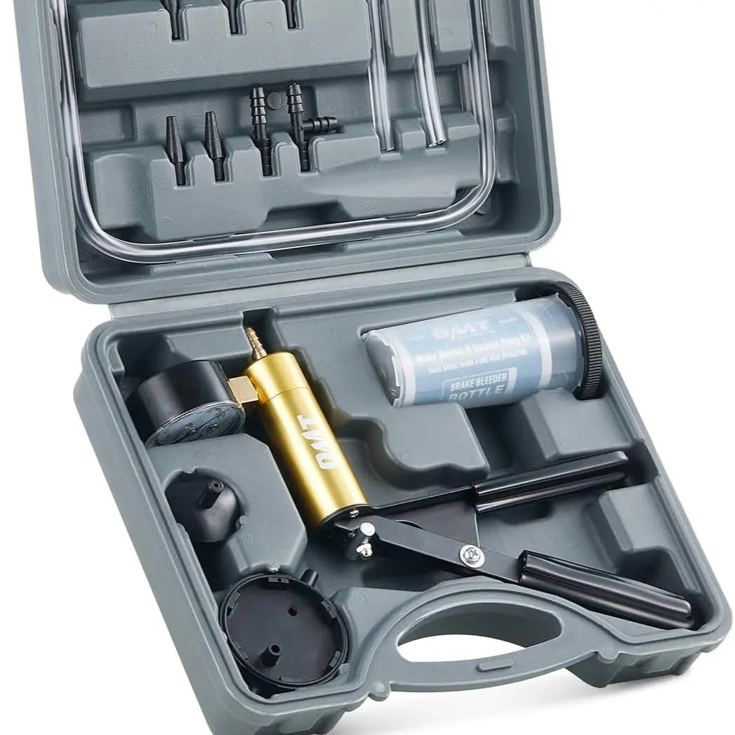 Orion Motor Tech Brake Bleeder Kit with Hand Vacuum Pump and Adapters, Brake Bleeding Kit for Brake Fluid Power Steering Fluid More, Vacuum Brake Bleeder Pump with Pressure Gauge Gray/Black/Blue, Car Diagnostic Tools, Limited Time Deal #Summervibes