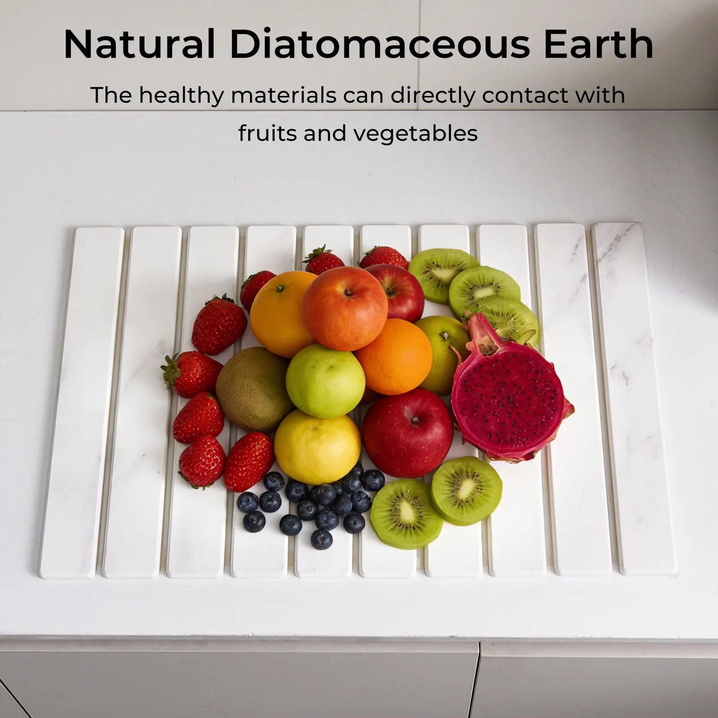 Large Diatomaceous Earth Dish Drying Mat 24" × 16", Super Absorbent Quick Dry Countertop Mat, Heat Resistant Non-Slip Eco-Friendly Tableware Draining Pad, Marble Pattern Kitchen Accessories