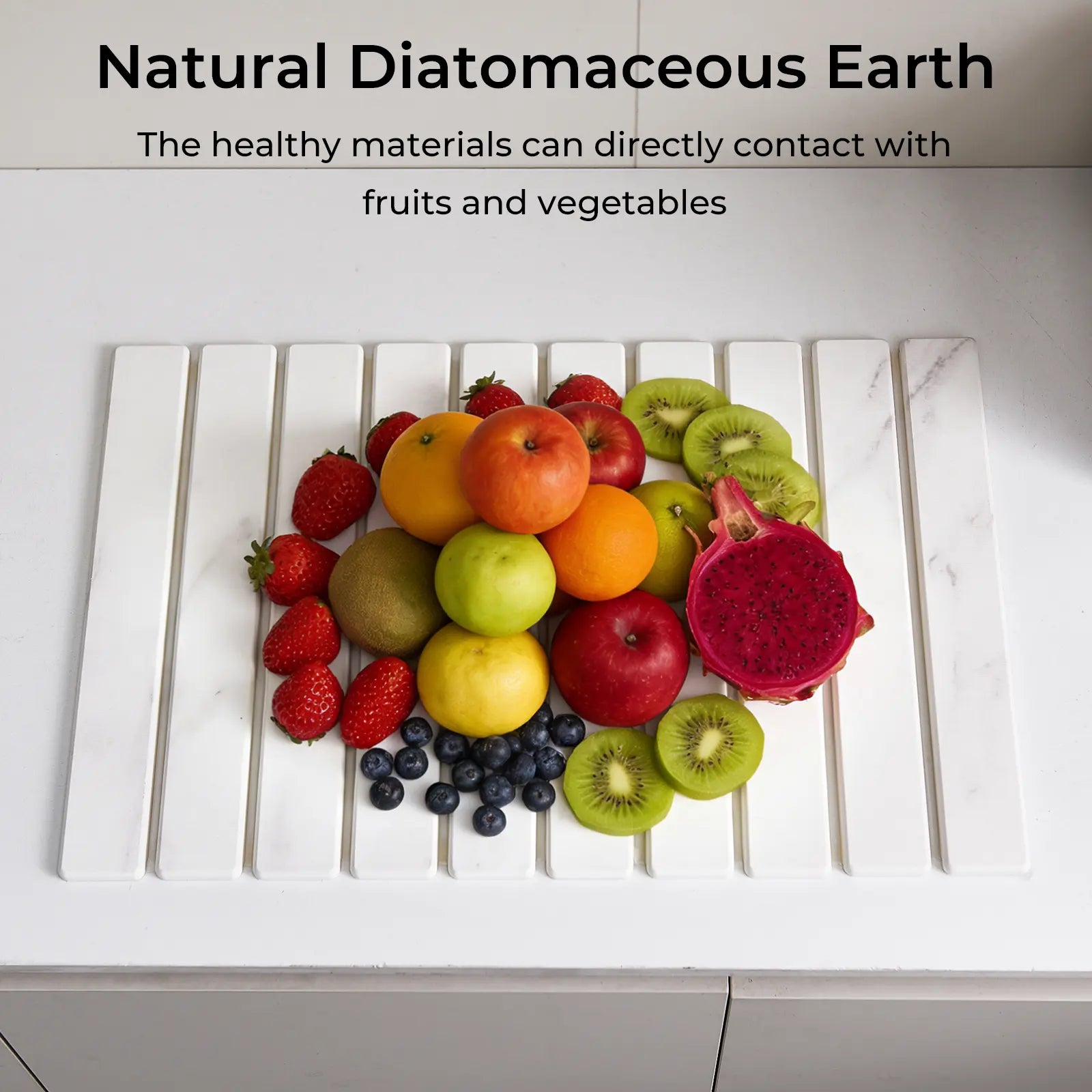 Large Diatomaceous Earth Dish Drying Mat 24" × 16", Super Absorbent Quick Dry Countertop Mat, Heat Resistant Non-Slip Eco-Friendly Tableware Draining Pad, Marble Pattern Kitchen Accessories