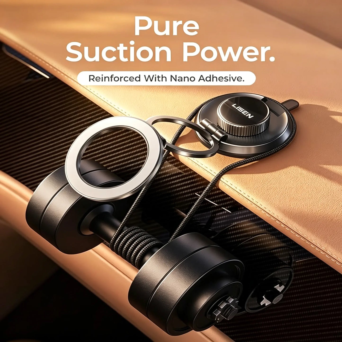 LISEN Car Phone Holder for Magsafe [All Metal &Nano Gel Super Strong Suction] 360 Adjustable Vacuum Magnetic Phone Holder for Car, Suction Cup Phone Mount for Iphone 17 Pro Max 16 15 14 13 12 #Summervibes