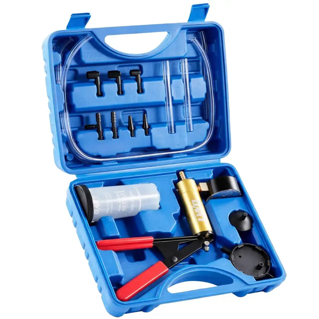 Orion Motor Tech Brake Bleeder Kit with Hand Vacuum Pump and Adapters, Brake Bleeding Kit for Brake Fluid Power Steering Fluid More, Vacuum Brake Bleeder Pump with Pressure Gauge Gray/Black/Blue, Car Diagnostic Tools, Limited Time Deal #Summervibes