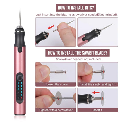 Must-Have Mini Cordless Electric Drill Pen for Resin Art Jewelry Making DIY Customization 3-Speed Engraving Kit with 30 Bits Portable Hand Drill for Crafts Plastic Wood and Metal Polish