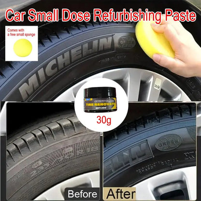 1Pcs 30G Car Tire Renovation Paste Black Tire Polish Restores Faded Tire Long Lasting Gloss Small Bottle Portable Auto Care Essential Ideal Gift for Father Husband Boyfriend