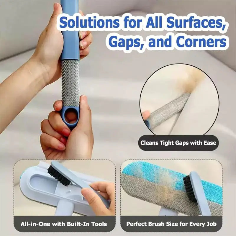【4 in 1】Multi-Functional Pet Hair Remover, Reusable & Washable Dog & Cat Hair Removal Tool with Extra Long Handle, Lint Cleaner Squeegee for Furniture, Carpet, Clothes, Bedding, Car, Window
