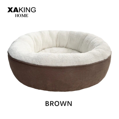 XAKING Ultra Soft Flannel Donut Shaped Pet Bed - 19.7"X19.7"X5.9" Calming Indoor Nest for Small Cats, Machine Washable, Non-Slip Bottom, Summervibes Shaped Beds