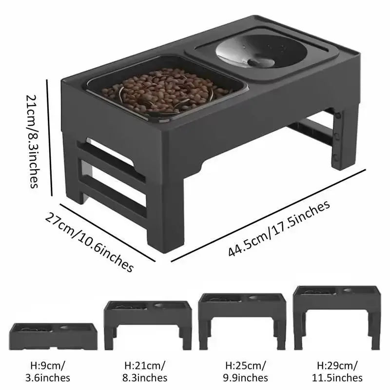 GOYJOY Adjustable Elevated Dog Bowls with Anti-Slip Design - Ergonomic Raised Feeding Station for Dogs and Cats, Featuring Slow Feeders and No-Spill Water Bowl, Suitable for Small to Large Pets
