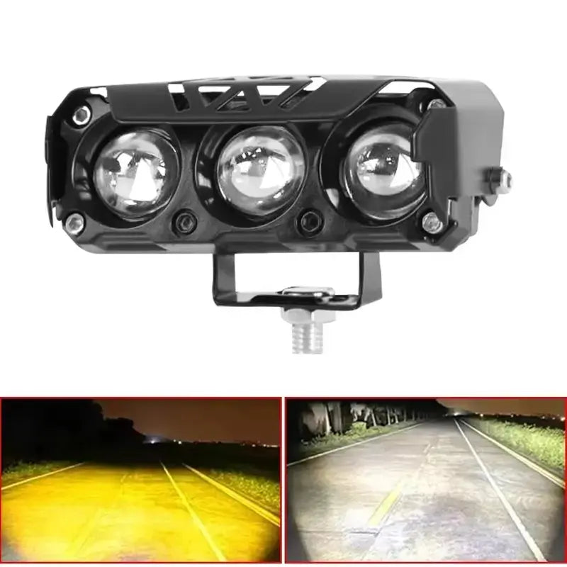 LED Spotlight Dual-Color Hi/Low Beam Fog Lamps - Mini Lens Headlight Driving Lights for Cars, Trucks, SUVs, UTVs, and Motorcycles (12-36V)