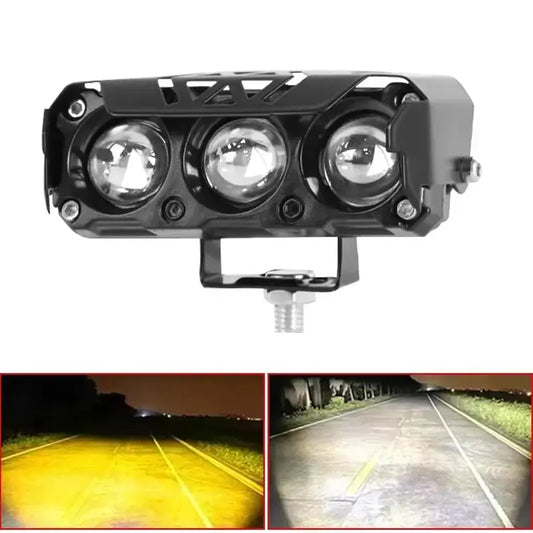 LED Spotlight Dual-Color Hi/Low Beam Fog Lamps - Mini Lens Headlight Driving Lights for Cars, Trucks, SUVs, UTVs, and Motorcycles (12-36V)
