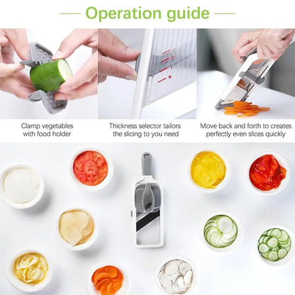 Reusable Kitchen Fruit Vegetable Cutter, Portable Veggie Slicer, Durable Vegetable Slicer, Multi-Function Slicer, Potato Masher, Carrot Grater, Essential Cooking Tool