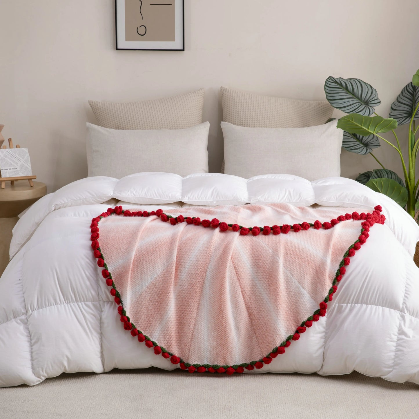 【Mother'S Day Gift】Crochet Flowers Bouquet Blanket, Handmade Rose Knitted Blanket, Romantic Gift for Girlfriend, Birthday, Anniversary, Wedding, Home Decor, Bed, Sofa, Sun Flower,Lily of the Valley#Summervibes