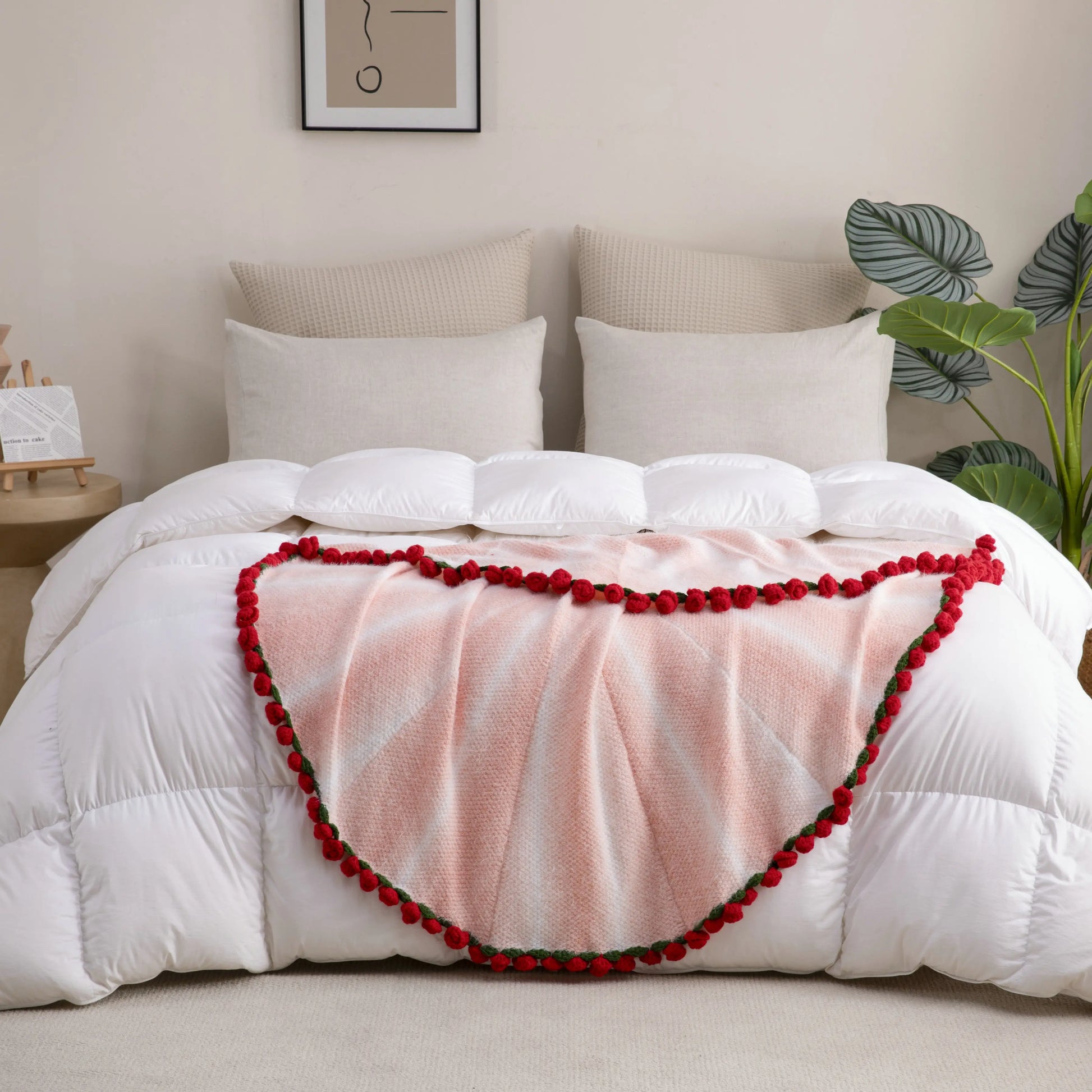 【Mother'S Day Gift】Crochet Flowers Bouquet Blanket, Handmade Rose Knitted Blanket, Romantic Gift for Girlfriend, Birthday, Anniversary, Wedding, Home Decor, Bed, Sofa, Sun Flower,Lily of the Valley#Summervibes
