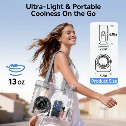 Rechargeable USB Desk Fan for Bedroom, 100 Speeds, 360° Rotation, Wall Mounted Design Small Portable Table Fan with LED Display, Quiet Personal Desktop Cooling Fans for Home Office