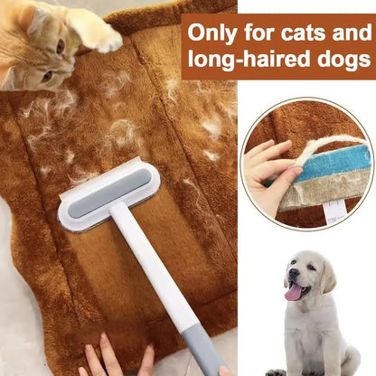 【4 in 1】Multi-Functional Pet Hair Remover, Reusable & Washable Dog & Cat Hair Removal Tool with Extra Long Handle, Lint Cleaner Squeegee for Furniture, Carpet, Clothes, Bedding, Car, Window