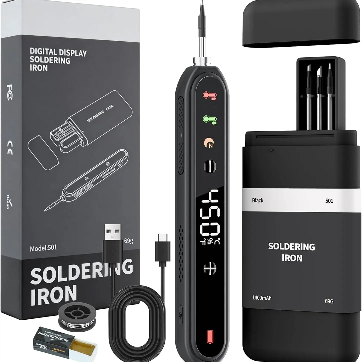 Cordless Soldering Iron Kit with Digital Display, 8-Second Fast Heating Portable Soldering Pen for Electronics DIY Repair