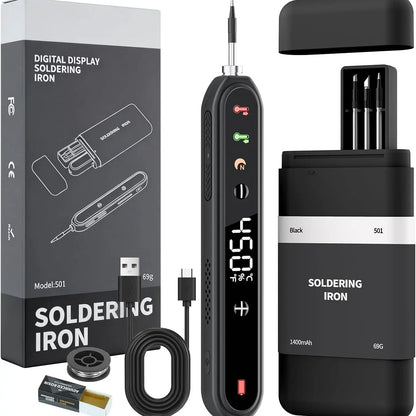 Cordless Soldering Iron Kit with Digital Display, 8-Second Fast Heating Portable Soldering Pen for Electronics DIY Repair