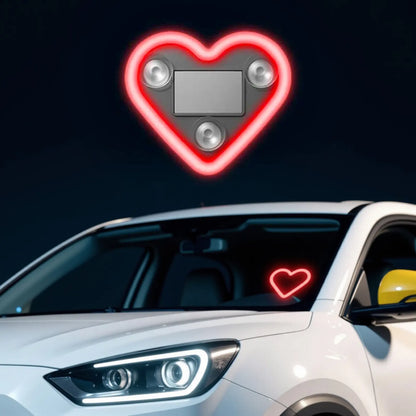 Car LED Ambient Light-Solar-Powered Heart-Shaped LED Neon Light, Solar-Powered Heart-Shaped Atmosphere Light with 3 Modes,Lp65Waterproof, for Romantic Car Interior Andoutdoor Decor