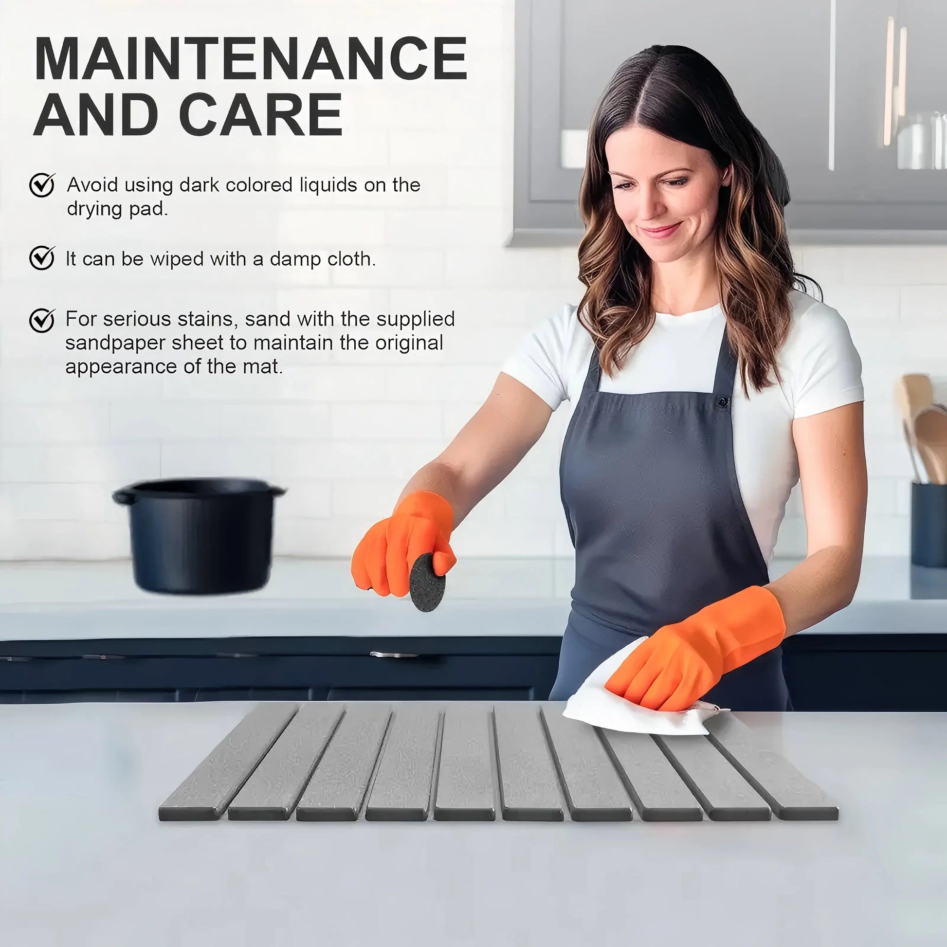 Large Diatomaceous Earth Dish Drying Mat 24" × 16", Super Absorbent Quick Dry Countertop Mat, Heat Resistant Non-Slip Eco-Friendly Tableware Draining Pad, Marble Pattern Kitchen Accessories