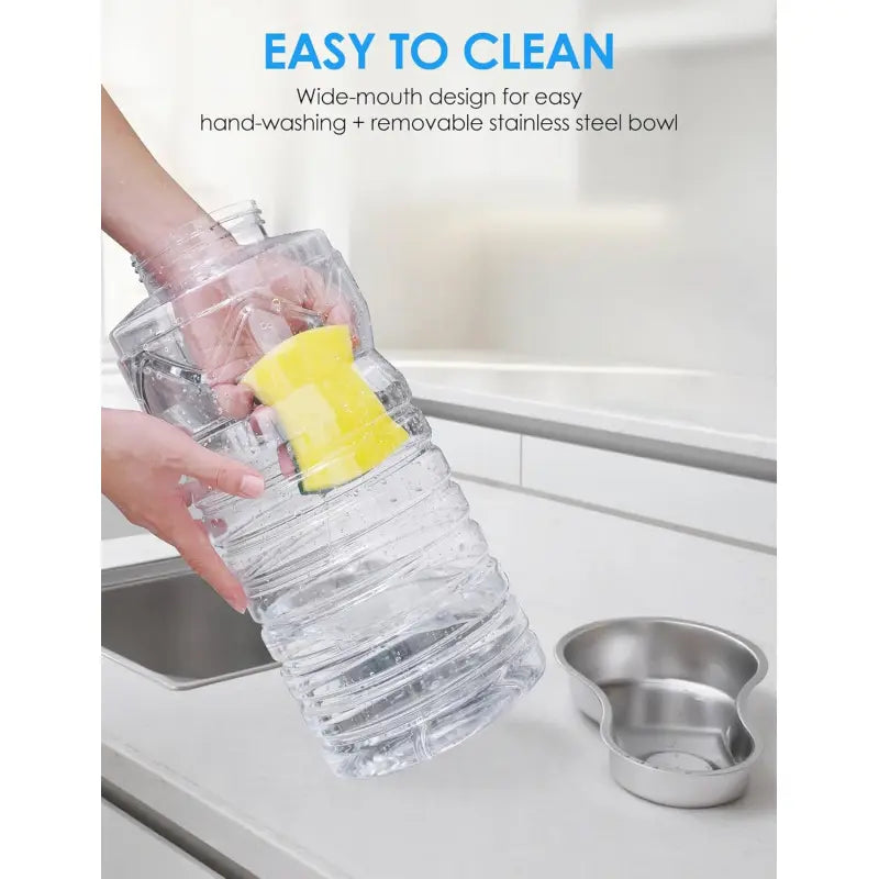 2.5 Gallon Automatic Dog Water Dispenser with Wide Mouth for Easy Cleaning and Removable Stainless Steel Bowl - Gravity Refilling System for Cats and Dogs in Multi-Pet Homes