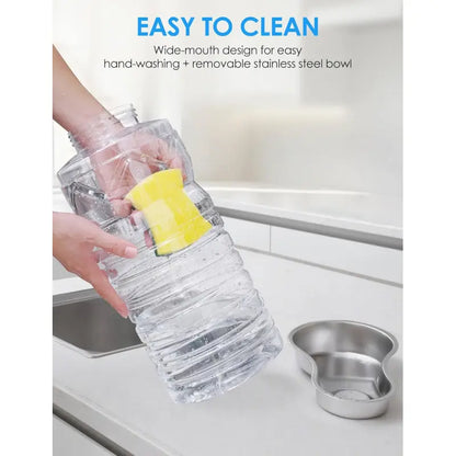 2.5 Gallon Automatic Dog Water Dispenser with Wide Mouth for Easy Cleaning and Removable Stainless Steel Bowl - Gravity Refilling System for Cats and Dogs in Multi-Pet Homes