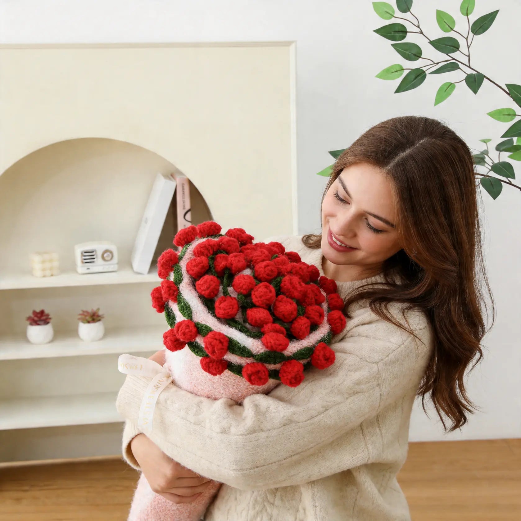 【Mother'S Day Gift】Crochet Flowers Bouquet Blanket, Handmade Rose Knitted Blanket, Romantic Gift for Girlfriend, Birthday, Anniversary, Wedding, Home Decor, Bed, Sofa, Sun Flower,Lily of the Valley#Summervibes