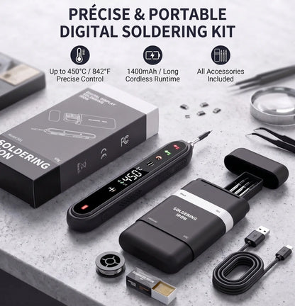 Cordless Soldering Iron Kit with Digital Display, 8-Second Fast Heating Portable Soldering Pen for Electronics DIY Repair