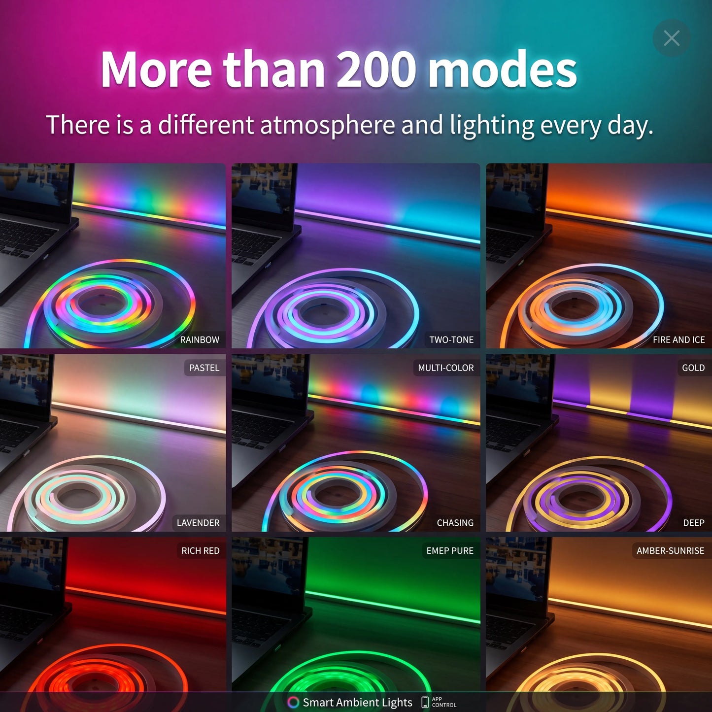 5M Rgbic,Neon Light Strip, Bluetooth APP Controlled LED Mood Lighting with Music Sync & Remote Control, USB Powered Lights for Bedroom, Gaming Room & Party Decor