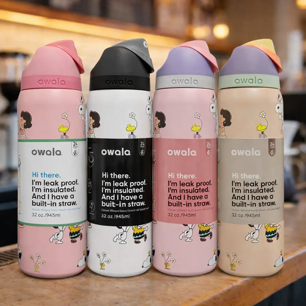 Owala Freesip 32 oz Insulated Stainless Steel Water Bottle - Leakproof Flip Lock Lid, BPA Free, Retains Cold for 24 Hours and Heat for 12 Hours, Reusable Sports Travel Bottle with Built-In Straw