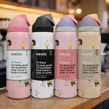 Owala Freesip 32 oz Insulated Stainless Steel Water Bottle - Leakproof Flip Lock Lid, BPA Free, Retains Cold for 24 Hours and Heat for 12 Hours, Reusable Sports Travel Bottle with Built-In Straw