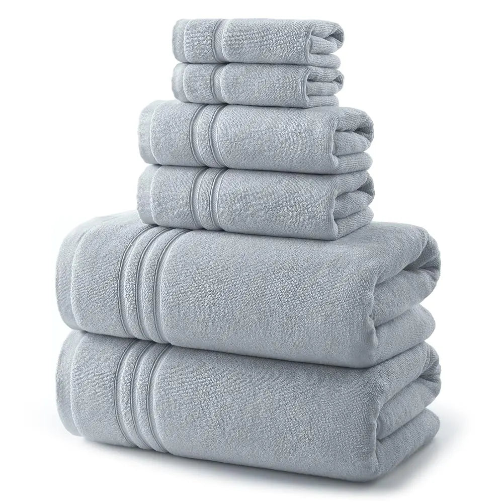 REDKISS Dark Gray Towels Set 6 Piece Cotton Towel Sets with 2 Bath Towels, 2 Hand, 2 Washcloths, 650GSM Hotel Quality, Soft, Highly Absorbent Towels for Bathroom Gym, Ideal Everyday Use