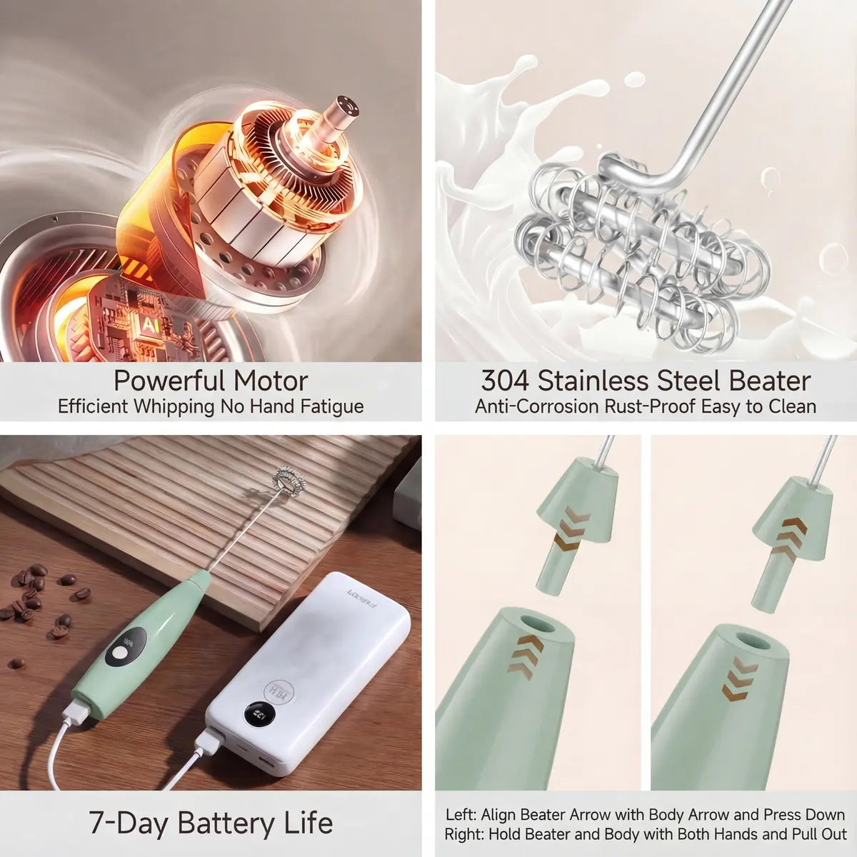【Summervibes】Handheld Electric Coffee Frother with 3-Speed Settings Multi-Functional Drink Mixer for Juice Prebiotic Powders Lattes Cappuccinos Coffee Matcha & Eggs Lightweight Ergonomic Design