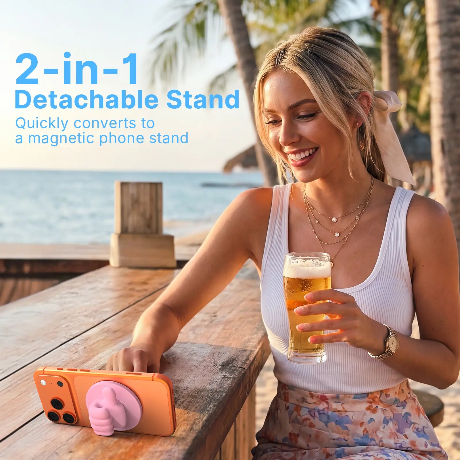 Phone Umbrella for Sun Shade Magnetic: Universal Thumbs up Cell Phone Umbrella for Iphone Beach Outdoor Pool Travel Sunshade UV Protection Adjustable Funny Gadgets for Women Teens Girls Boys Men Easter Gifts Sun Umbrella Holder