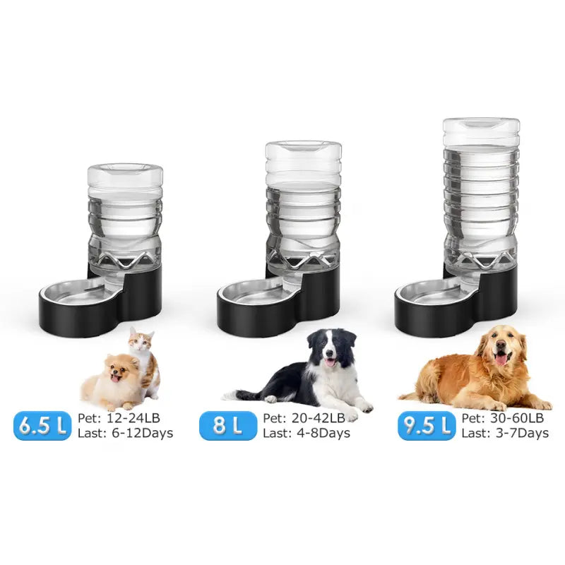 2.5 Gallon Automatic Dog Water Dispenser with Wide Mouth for Easy Cleaning and Removable Stainless Steel Bowl - Gravity Refilling System for Cats and Dogs in Multi-Pet Homes