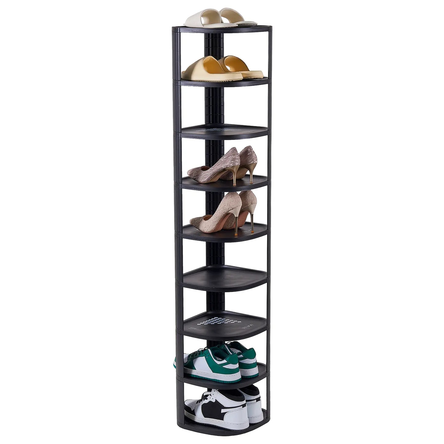 UFORU Stackable Corner Shoe Rack Organizer for Entryway and Closet, Free-Standing Curved Design in Off-White