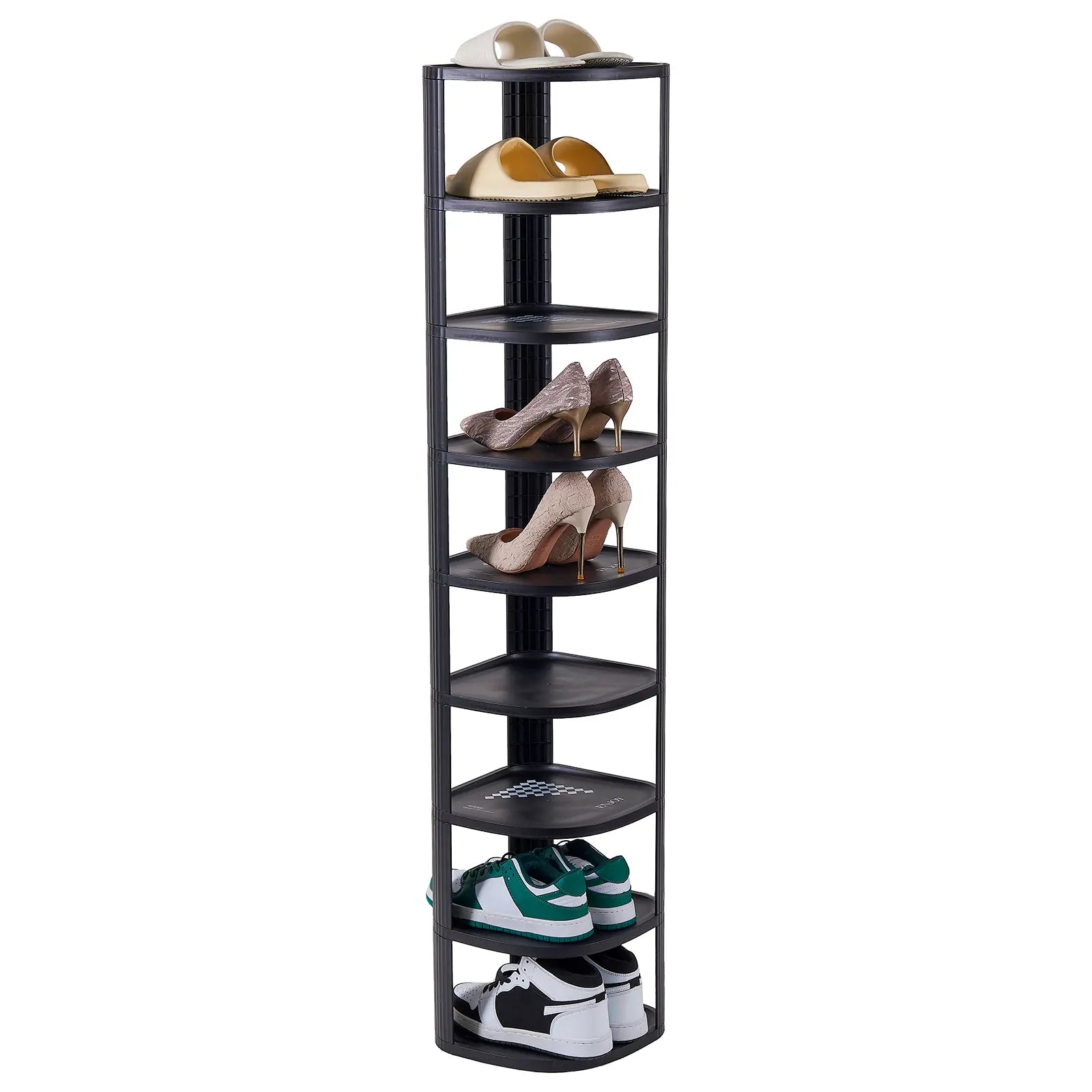 UFORU Stackable Corner Shoe Rack Organizer for Entryway and Closet, Free-Standing Curved Design in Off-White