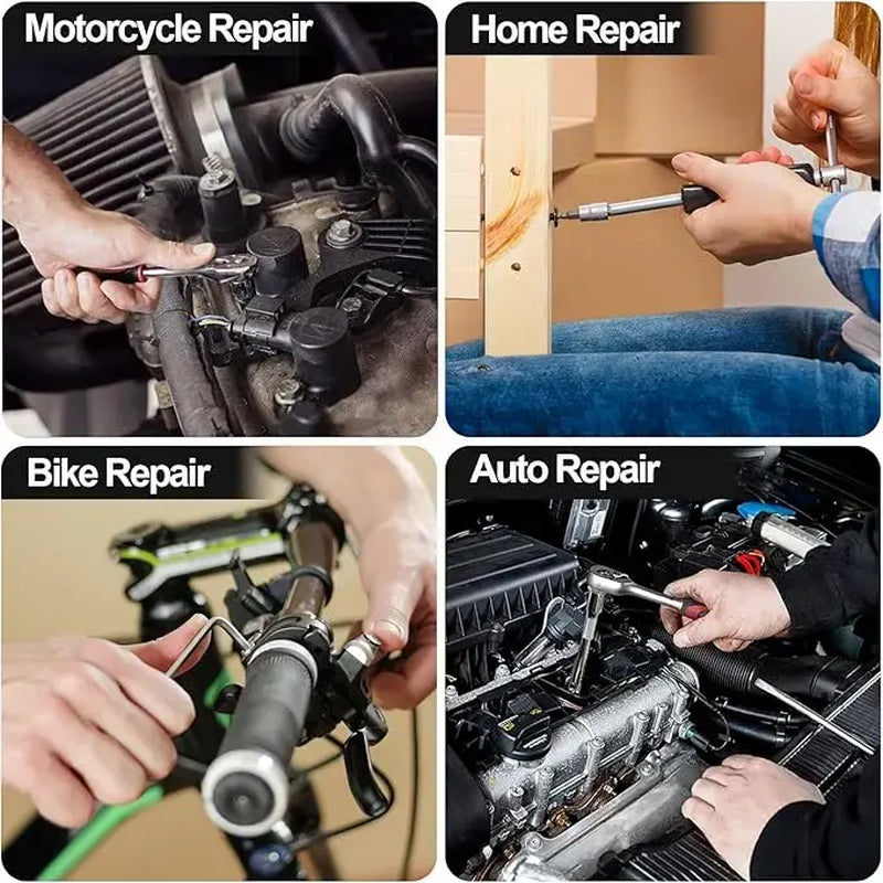 【Summervibes】46 Pieces Socket Set with Bit Socket Set Metric and Extension Bar for Car Bicycle Motorcycle Repair and Home Use with Storage Case Tool Kit