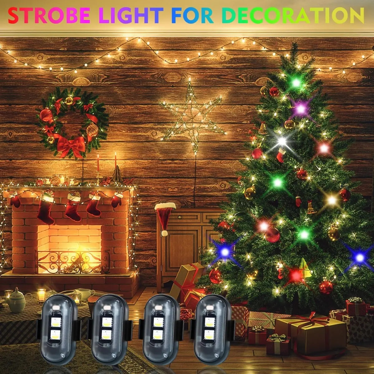 Wireless LED Lights with Remote Control Waterproof Rechargeable Anti-Collision USB Charging Lights for Car Bike Motorcycle Camping