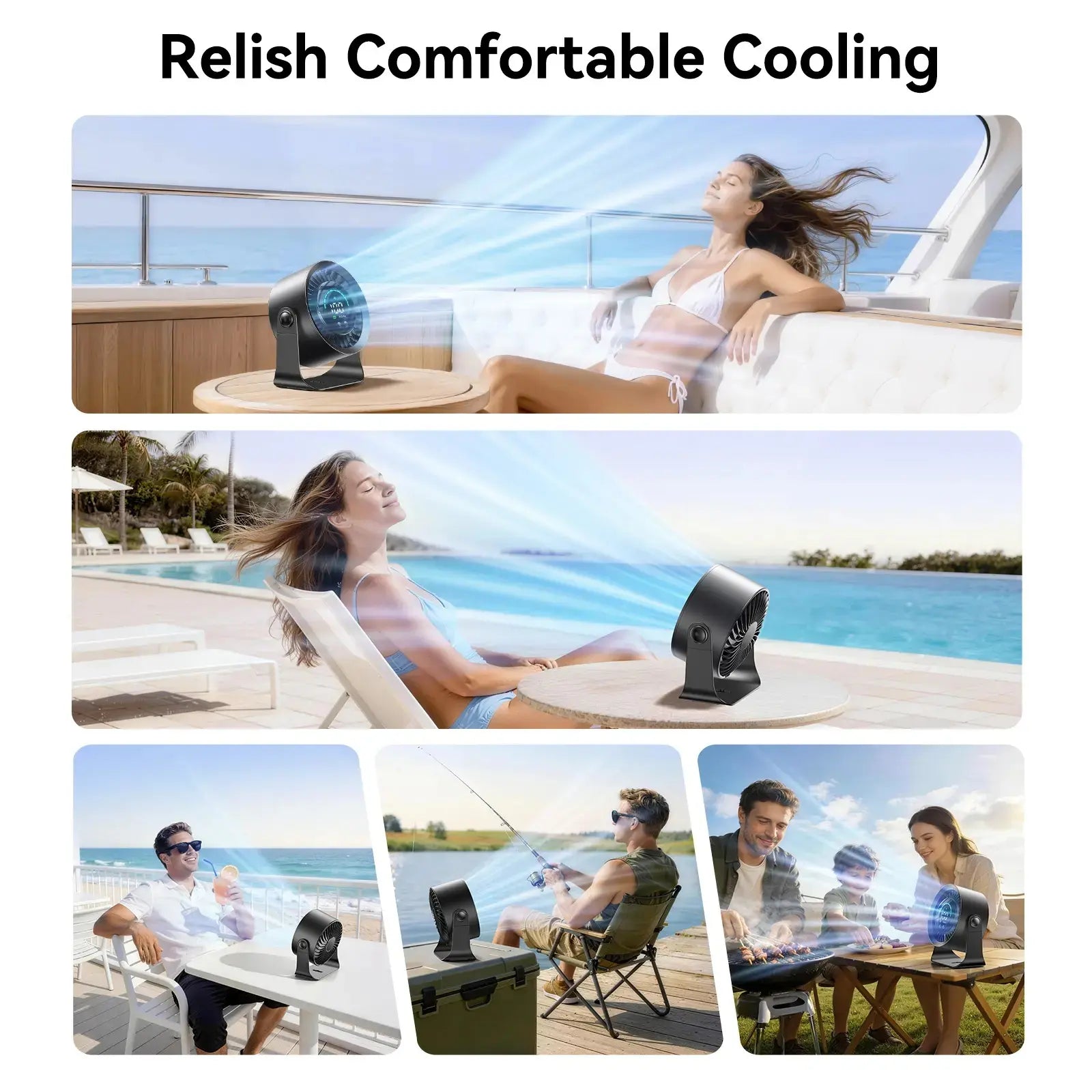 Rechargeable USB Desk Fan for Bedroom, 100 Speeds, 360° Rotation, Wall Mounted Design Small Portable Table Fan with LED Display, Quiet Personal Desktop Cooling Fans for Home Office