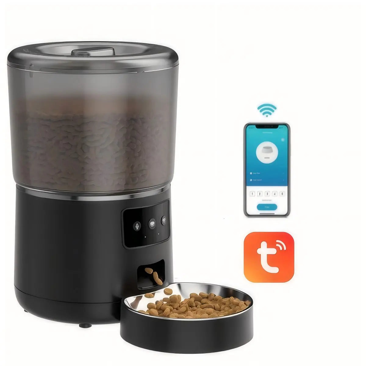NPET Smart Automatic Pet Feeder with 2.4G WiFi Connectivity, 4L Capacity, Customizable Meal Portions for Cats and Dogs, App-Controlled for Multiple Pets