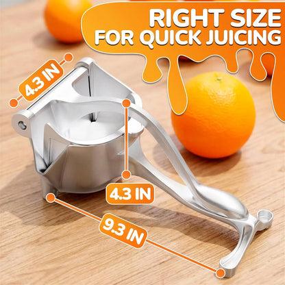 Fruit Juice Squeezer Handheld Aluminum Alloy Manual Juicer Hand Press, Non-Slip Ergonomic Handle, Easy to Use & Clean, 0.36 L Capacity Great Bar Juicer for Citrus, Pomegranate, and Other Fruits