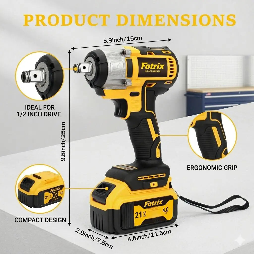 1/2-Inch Cordless Impact Wrench, 3-In-1 High-Torque Power Tool with Rechargeable Lithium Battery Pack, Station Charging Dock, Socket Set, Drill Bit Set & LED Lights, Mechanic Tools for DIY Enthusiasts, Automotive & Construction Use,Summervibes