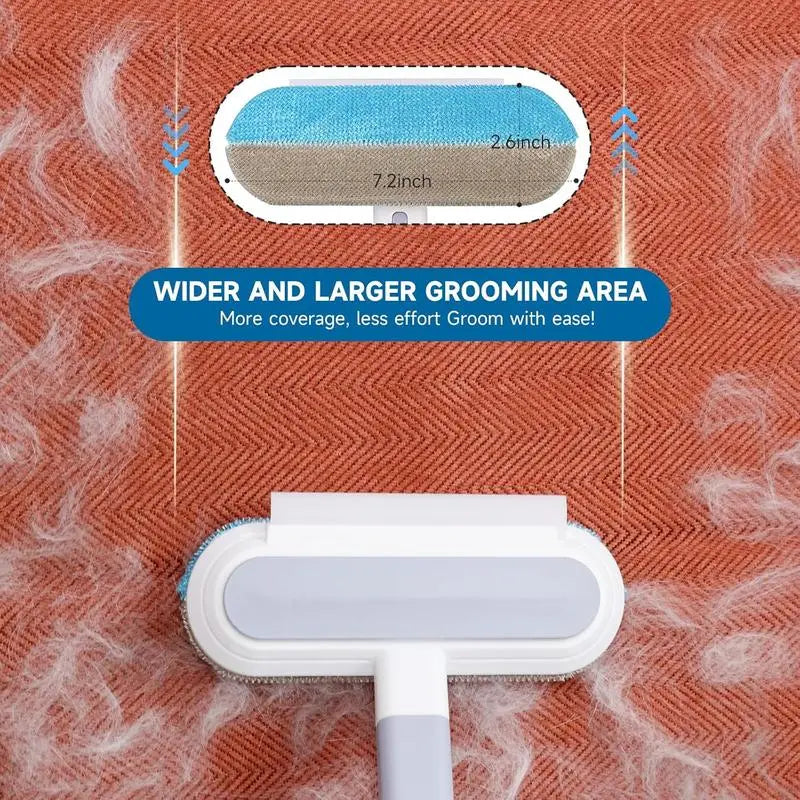【4 in 1】Multi-Functional Pet Hair Remover, Reusable & Washable Dog & Cat Hair Removal Tool with Extra Long Handle, Lint Cleaner Squeegee for Furniture, Carpet, Clothes, Bedding, Car, Window