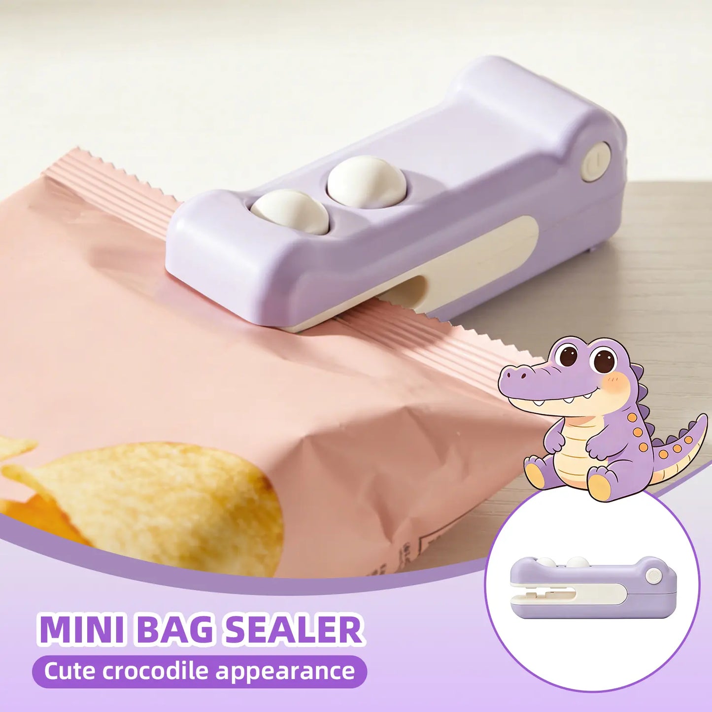 2-In-1 Rechargeable Mini Snack Bag Sealing Machine, USB Heat Sealer with Cutter and Magnet, Portable Resealer for Plastic Snack/Chip Bags, Kitchen Household Food Storage Appliance Tiktokshopspringglowup,Summervibes